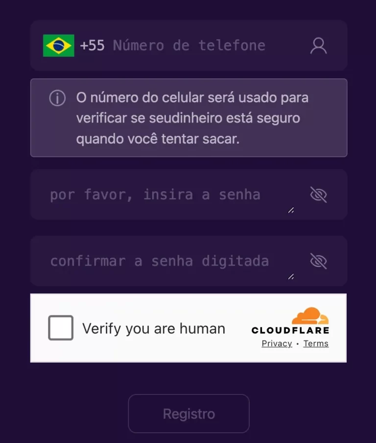 Página de registro do TT99 Cassino.